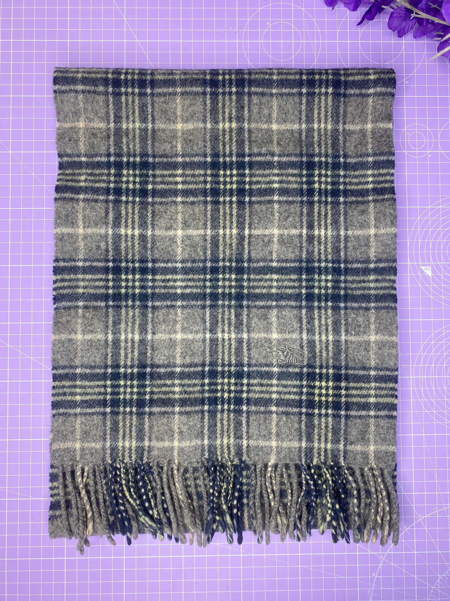 Burberry Lambswool Scarf Green Grey