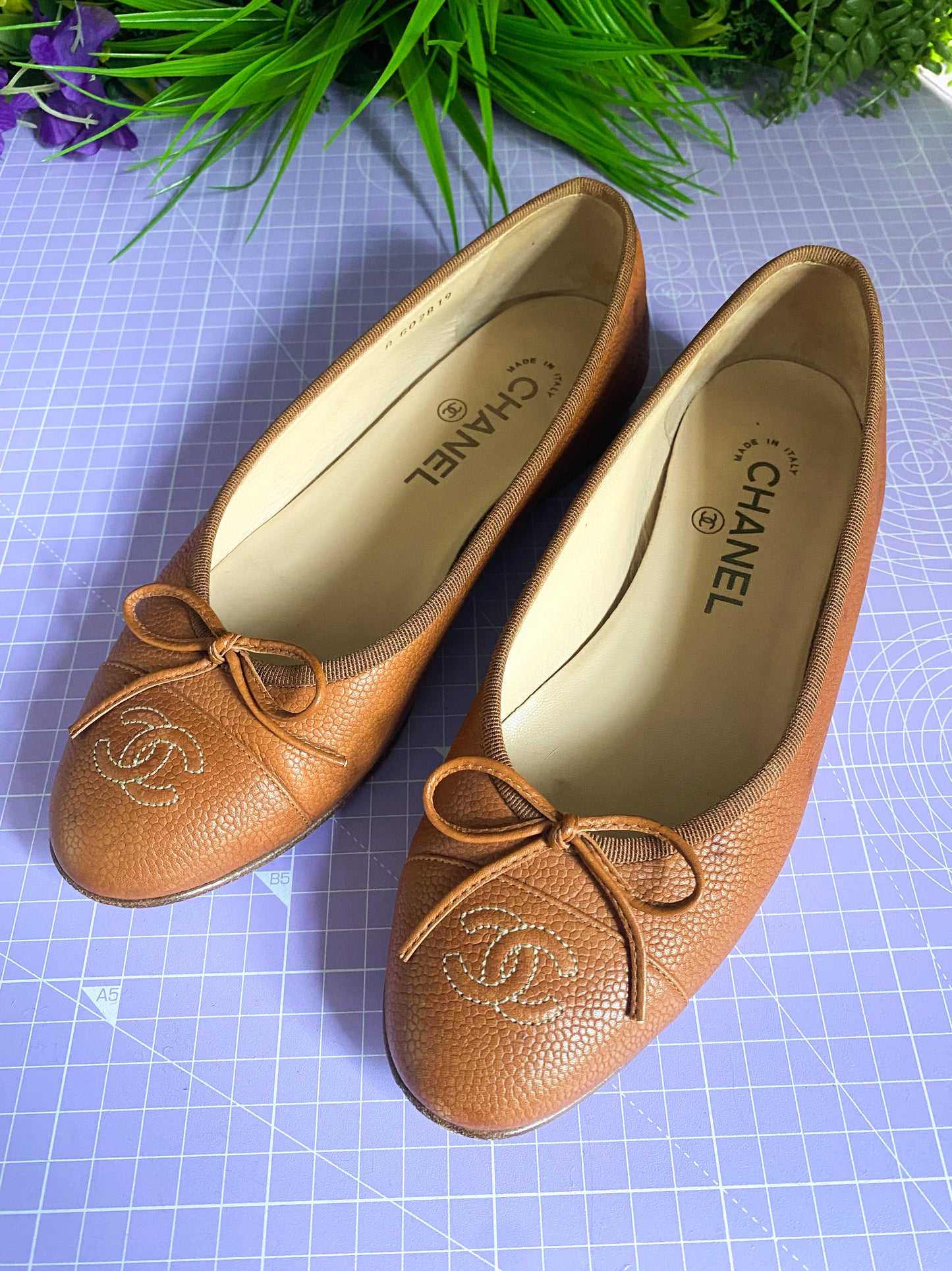 Chanel Tan Ballet Flats 37/4