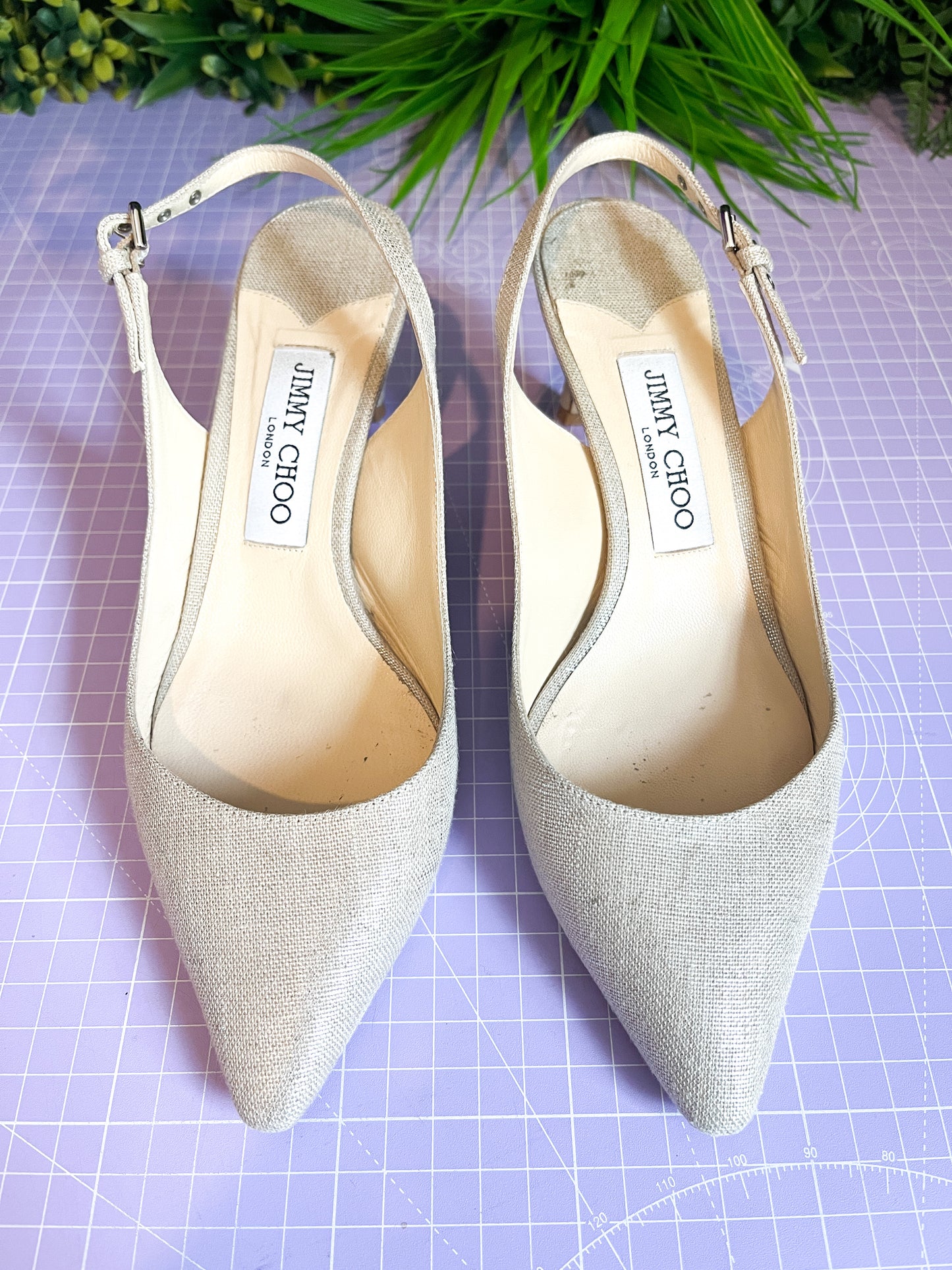 Jimmy Choo Erin Slingbacks natural/silver 37/4