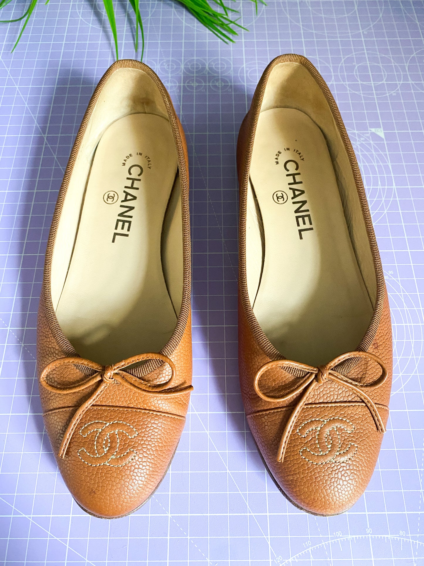 Chanel Tan Ballet Flats 37/4