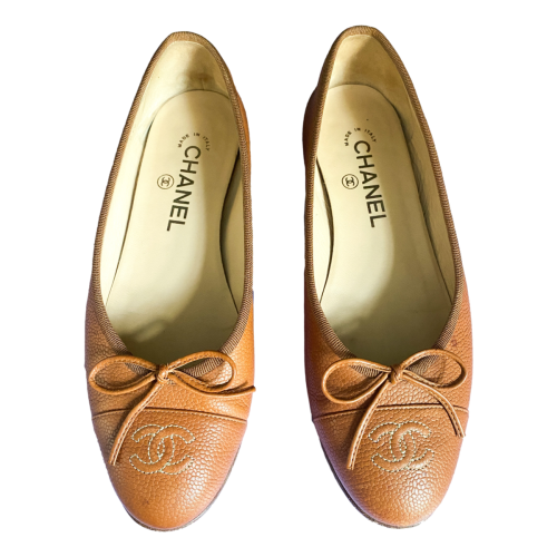 Chanel Tan Ballet Flats 37/4