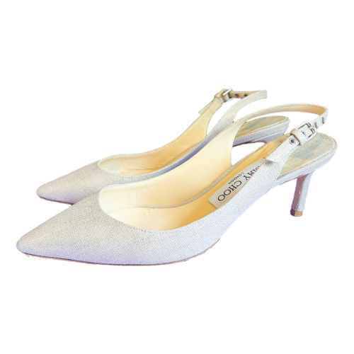 Jimmy Choo Erin Slingbacks natural/silver 37/4