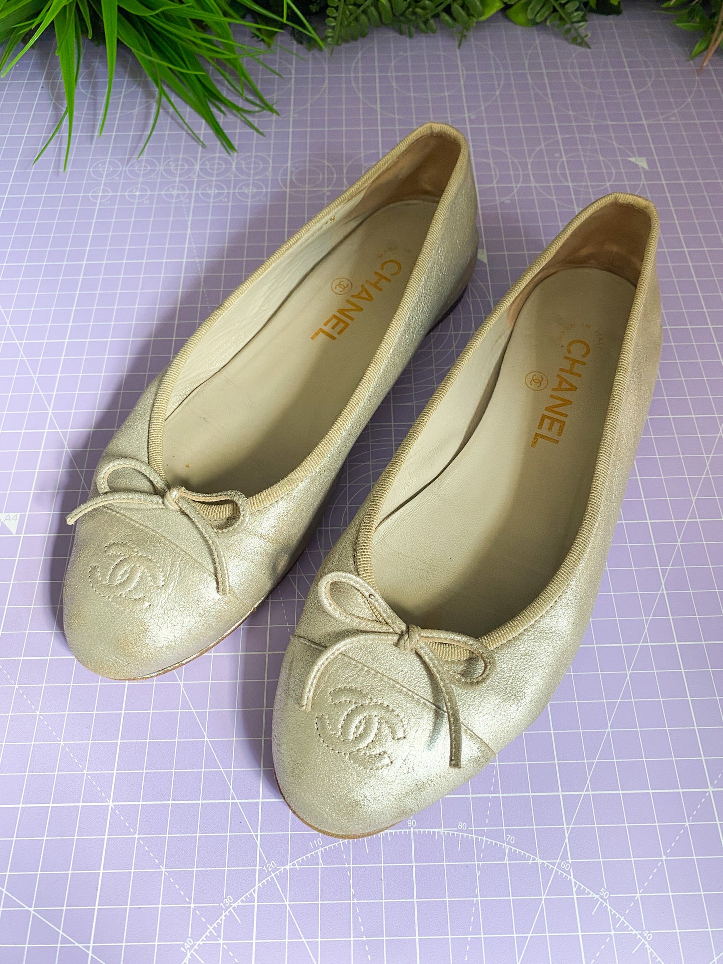 Chanel Ballet Flats Soft Metallic Silver 38.5C/5