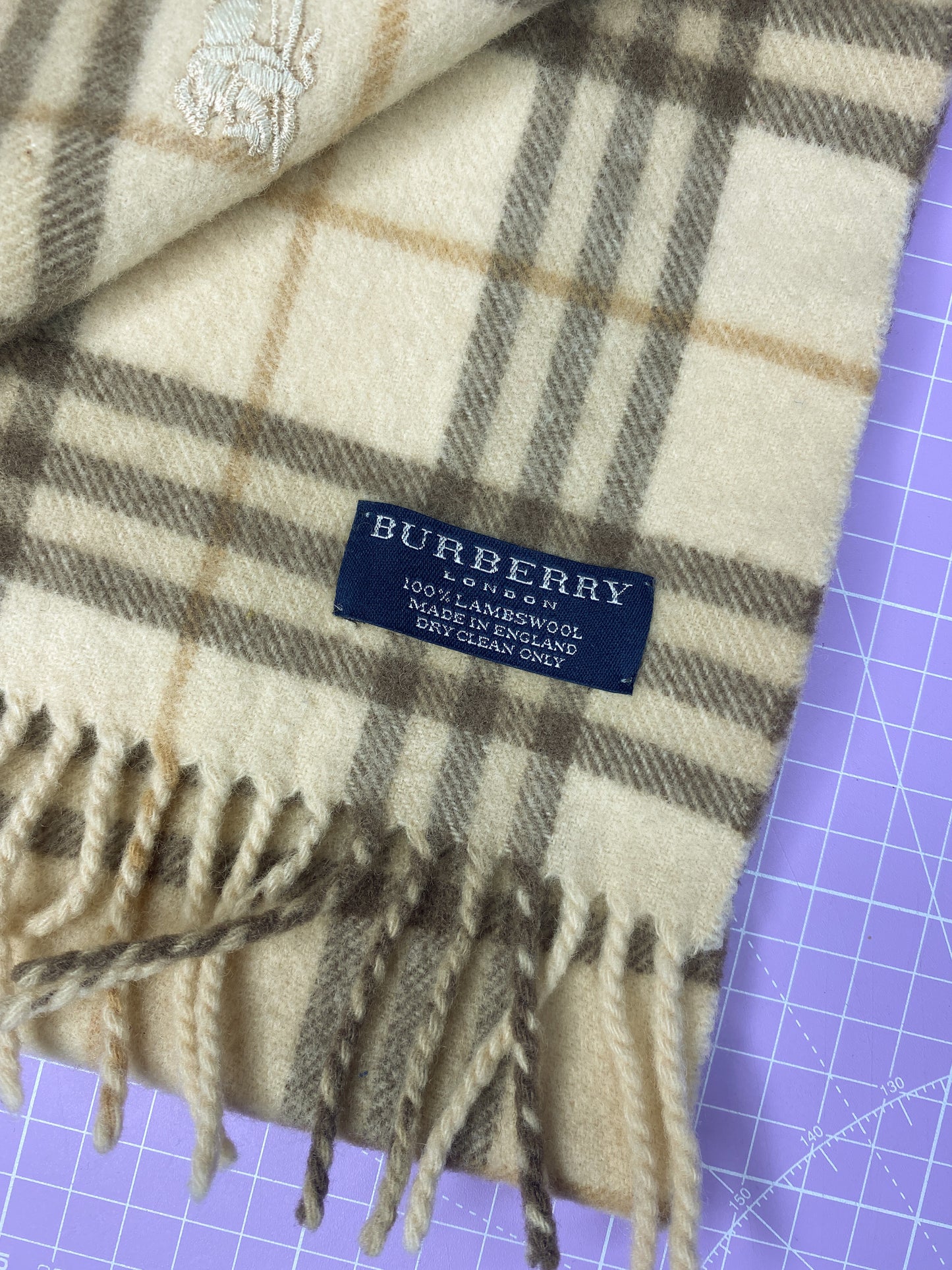 Burberry Lambswool Scarf Beige Brown