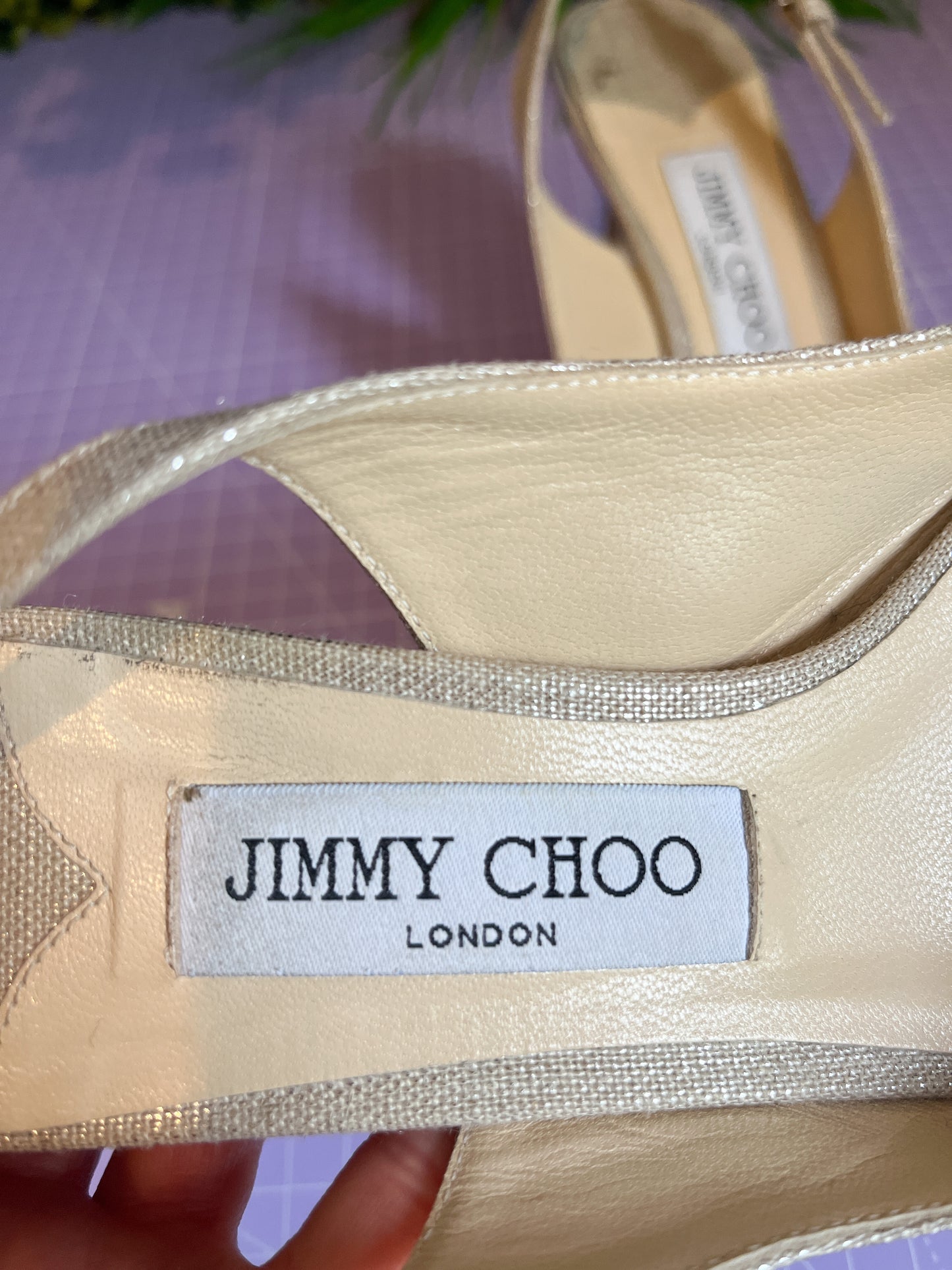 Jimmy Choo Erin Slingbacks natural/silver 37/4