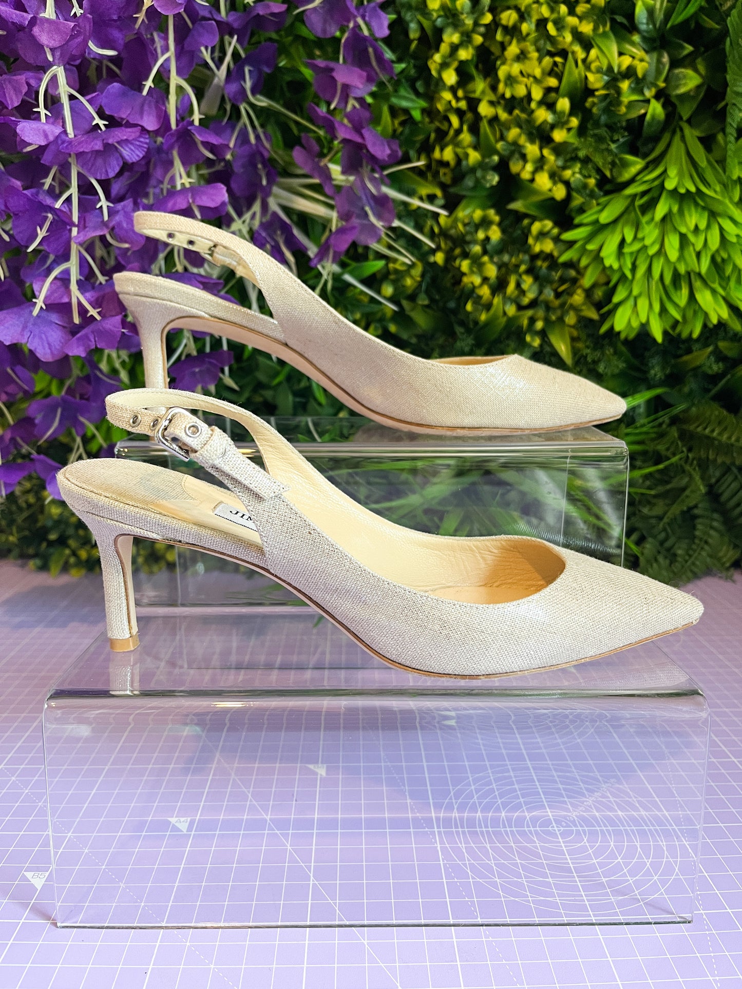 Jimmy Choo Erin Slingbacks natural/silver 37/4