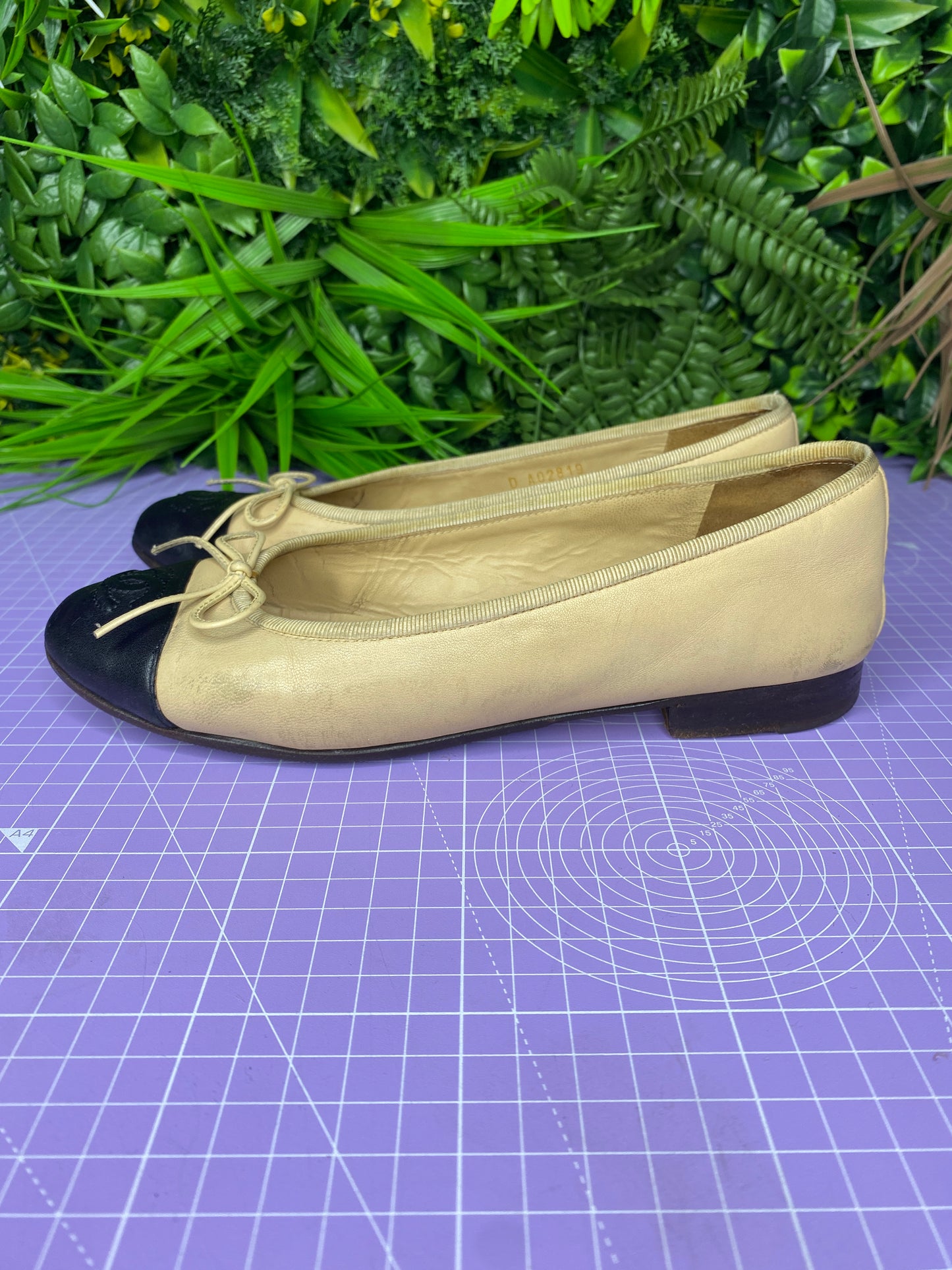 Chanel Ballet Flats Beige/Black 36.5/UK3.5