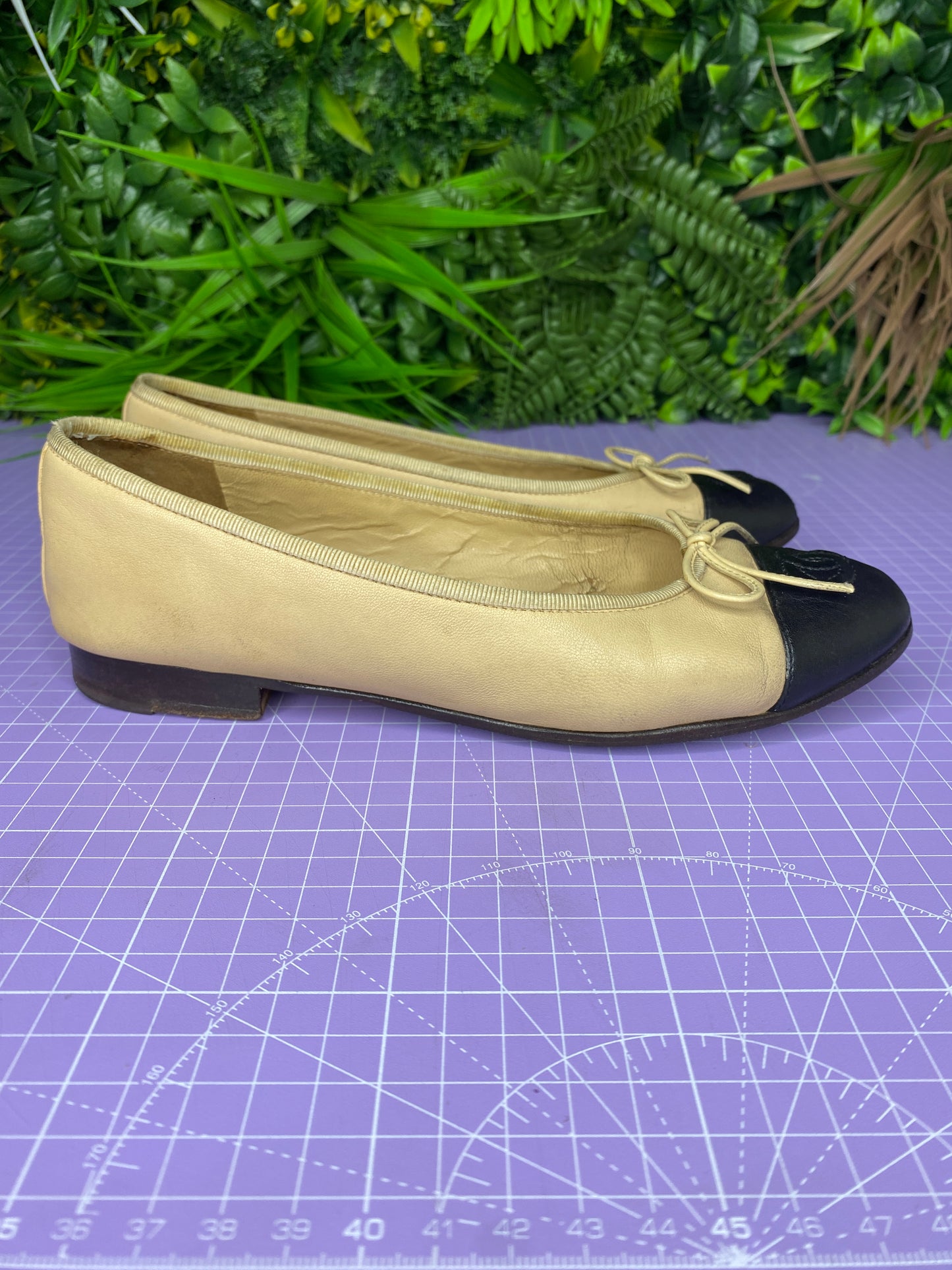 Chanel Ballet Flats Beige/Black 36.5/UK3.5