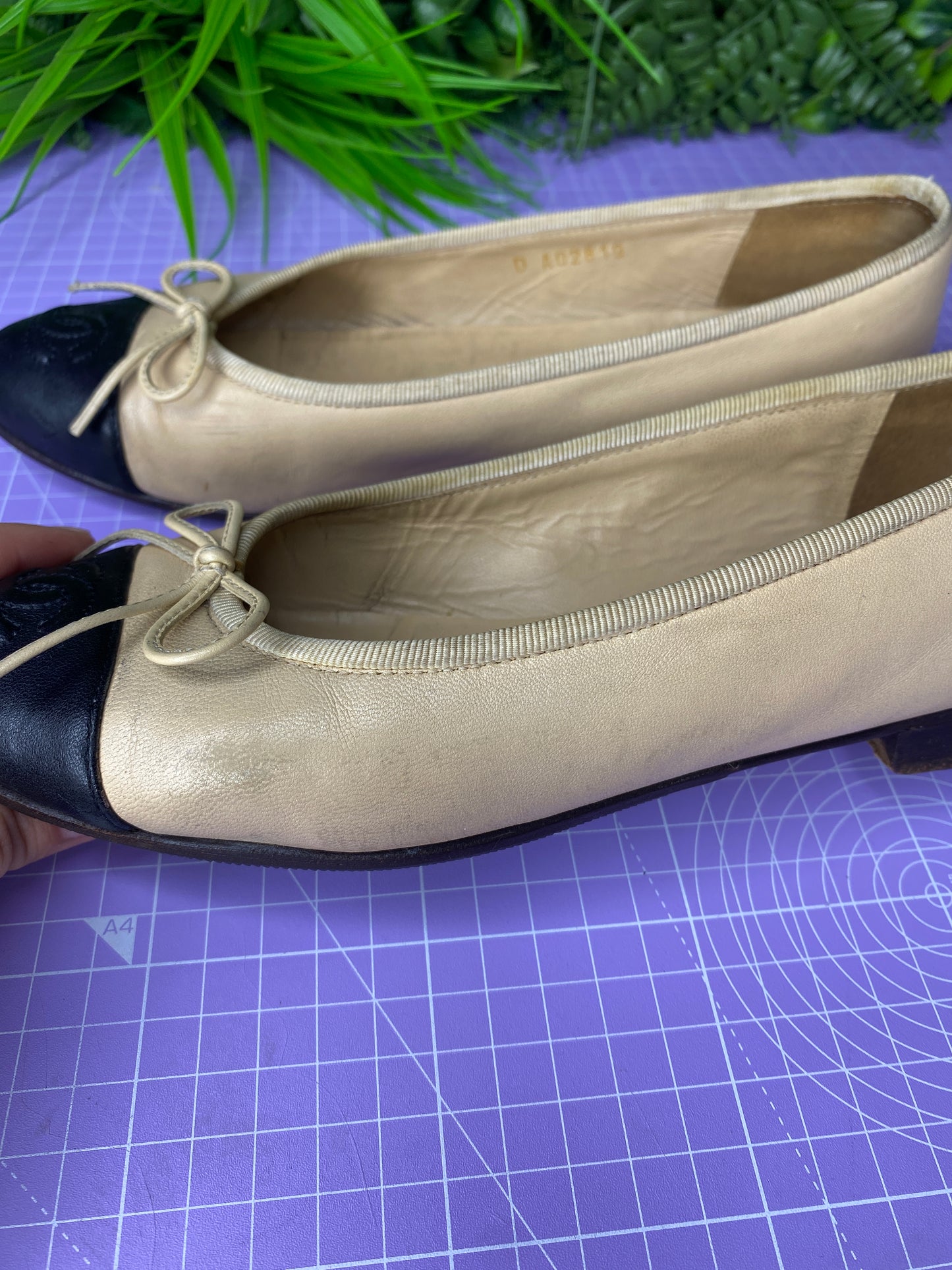 Chanel Ballet Flats Beige/Black 36.5/UK3.5