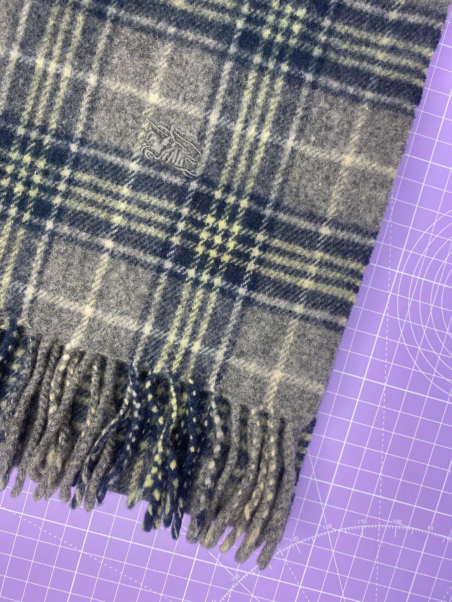 Burberry Lambswool Scarf Green Grey