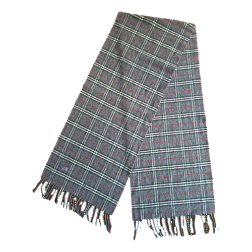 Unisex Burberry Lambswool Scarf Grey Red