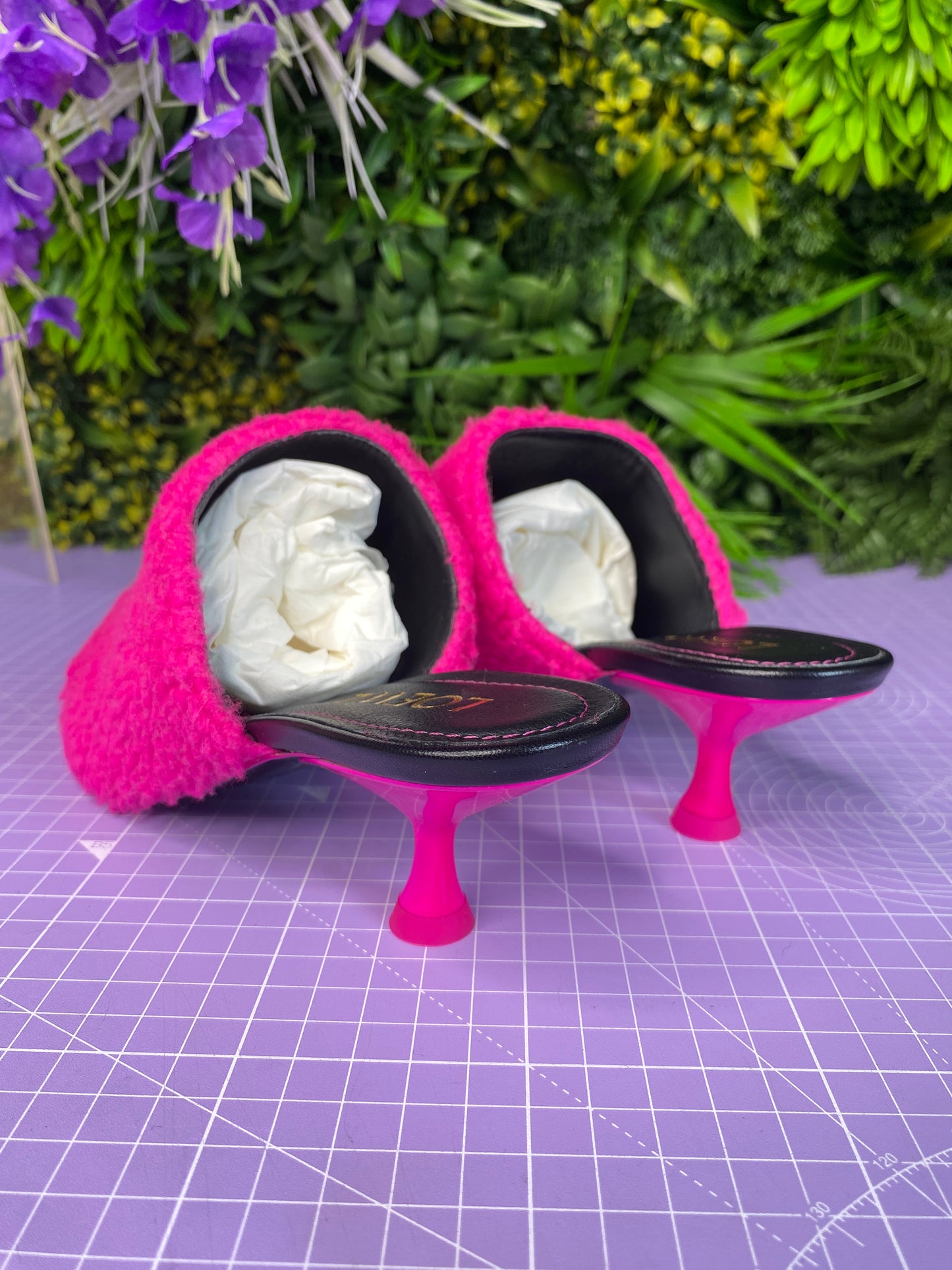 Brand New Neon Pink Shearling Kitten Heels 37/UK 4