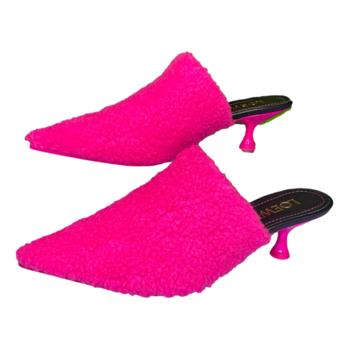 Brand New Neon Pink Shearling Kitten Heels 37/UK 4