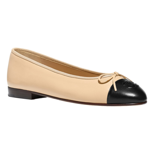 Chanel Ballet Flats Beige/Black 36.5/UK3.5